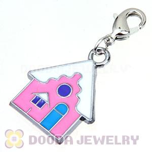 Platinum Plated Enamel European Christmas House Dangle Charms Wholesale