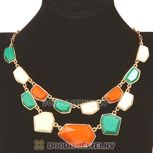 European Tutti Frutti Resin Rhinestone Choker Bib Necklaces Wholesale