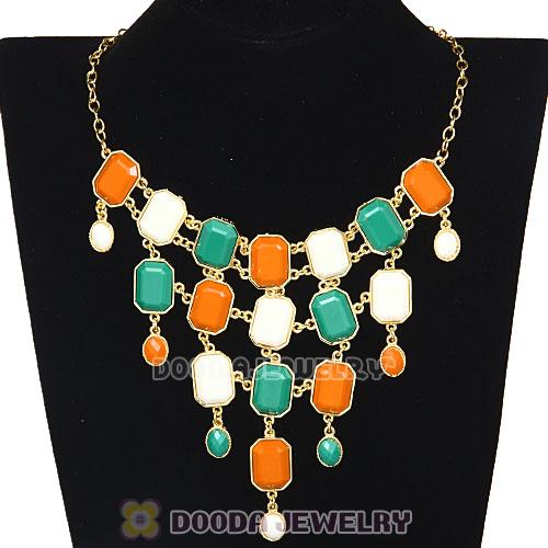 European Tutti Frutti Resin Rhinestone Chandelier Bib Necklaces Wholesale