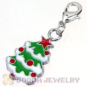 Platinum Plated Enamel European Jewelry Christmas Tree Charms Wholesale
