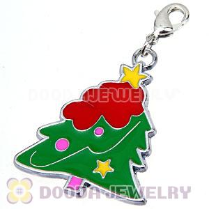 Platinum Plated Enamel European Christmas Tree Jewelry Charms Wholesale