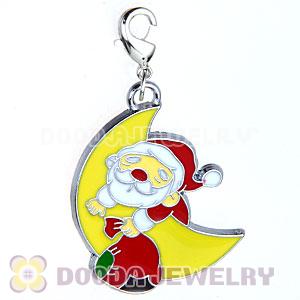 Platinum Plated Enamel European Santa Claus Jewelry Charms Wholesale
