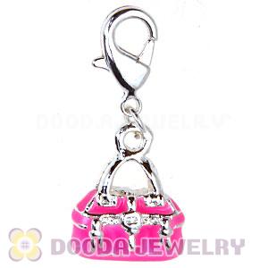 Fashion Silver Plated Alloy Pink Handbag Charms Wholesale 