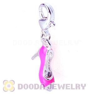 Fashion Silver Plated Alloy Enamel Pink High Heel Charms Wholesale 