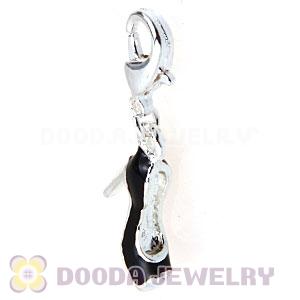 Fashion Silver Plated Alloy Enamel Black High Heel Charms Wholesale