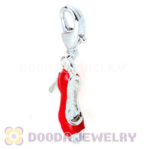 Fashion Silver Plated Alloy Enamel Red High Heel Charms Wholesale