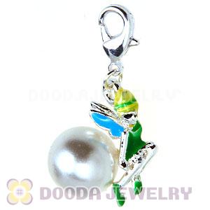 Fashion Silver Plated Alloy Enamel Fairy Charms With Pearl