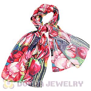 New Arrival European Mulberry Silk Scarves Digital Painting Pashmina Shawls Wholesale