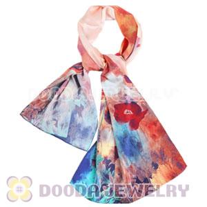 New Arrival European Mulberry Silk Scarves Digital Painting Pashmina Shawls Wholesale