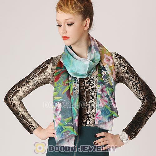 New Arrival European Mulberry Silk Scarves Digital Painting Pashmina Shawls Wholesale
