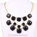 Black Resin Trio Marzipan Bib Necklaces Wholesale