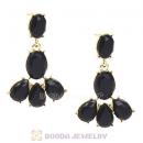 Fashion Black Resin Plaza Athenee Chandelier Drop Earrings Wholesale