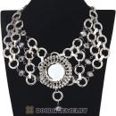 Hoop Connect Rhinestone Big Crystal Flower Chunky Bib Necklace