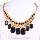 Chunky Black Resin Diamond Choker Bib Necklaces Wholesale