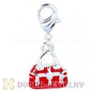 Fashion Silver Plated Alloy Red Handbag Charms Wholesale