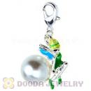 Fashion Silver Plated Alloy Enamel Fairy Charms With Pearl