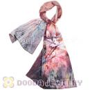 New Arrival European Mulberry Silk Scarves Digital Painting Pashmina Shawls Wholesale