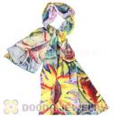 New Arrival European Mulberry Silk Scarves Digital Painting Pashmina Shawls Wholesale