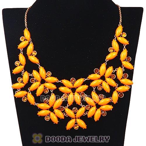 Yolk Yellow Resin Rhinestone Crystal Enchanted Garden Flower Collar Bib Necklace