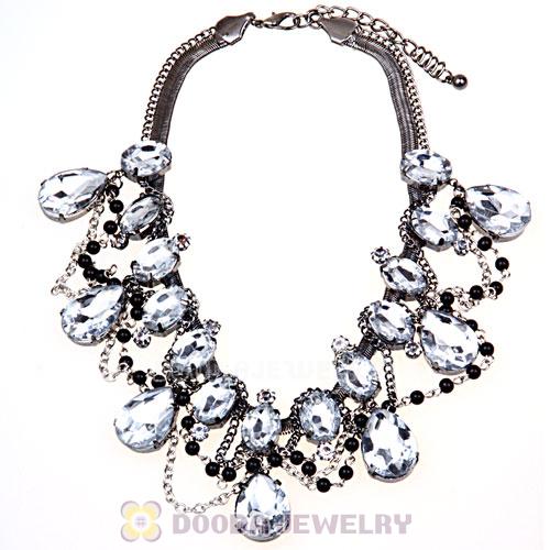  Ladies Black Chain Resin Crystal Pendant Collar Necklace Wholesale