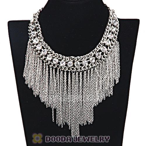 Chunky Chain Crystal Tassel Choker Necklaces Wholesale