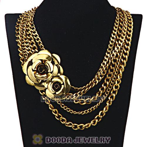 Retro Gold Chain Flower Bridal Choker Collar Necklace Wholesale