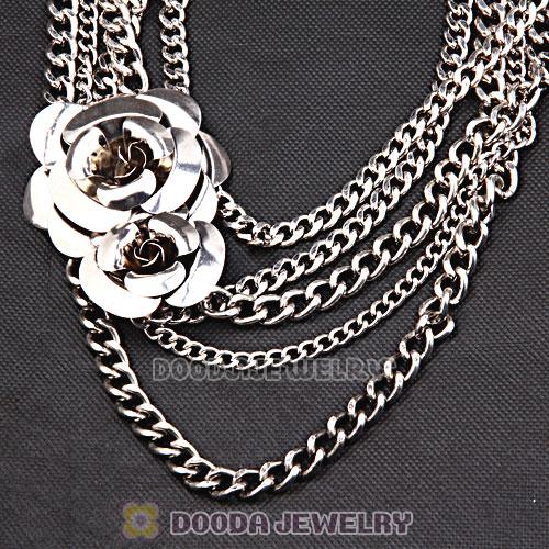 Retro Silver Chain Flower Bridal Choker Collar Necklace Wholesale
