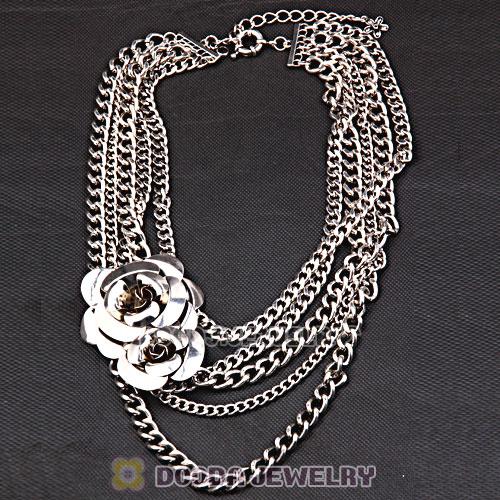 Retro Silver Chain Flower Bridal Choker Collar Necklace Wholesale