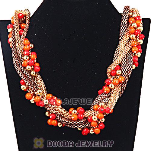 Ladies Chunky Chain Beaded Choker Collar Necklace Wholesale