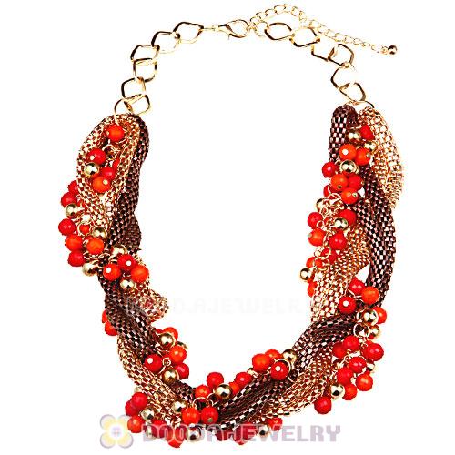 Ladies Chunky Chain Beaded Choker Collar Necklace Wholesale