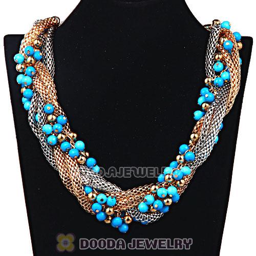 Ladies Chunky Chain Beaded Choker Collar Necklace Wholesale