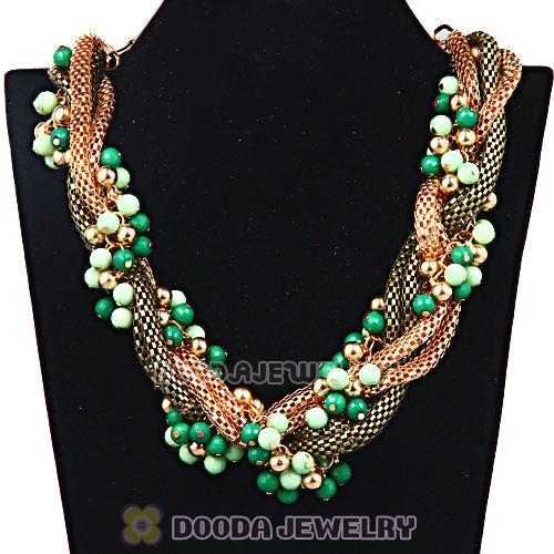 Ladies Chunky Chain Beaded Choker Collar Necklace Wholesale