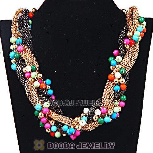 Ladies Chunky Chain Beaded Choker Collar Necklace Wholesale