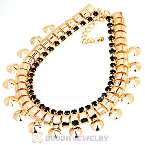Chunky Gold Chain Resin Rhinestone Choker Collar Necklace Wholesale