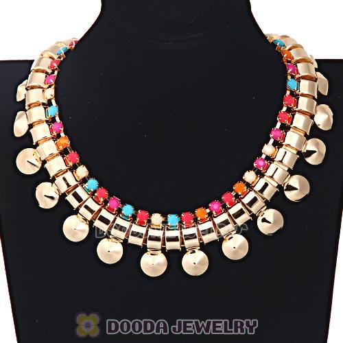 Chunky Gold Chain Resin Rhinestone Choker Collar Necklace Wholesale