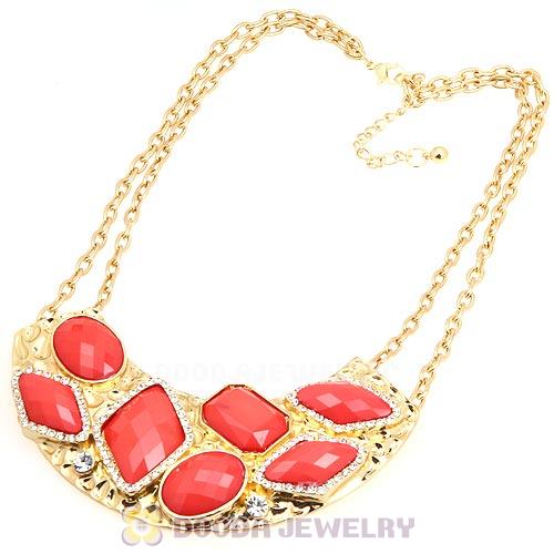 Golden Resin Geometry Crescent Choker Collar Necklace Wholesale