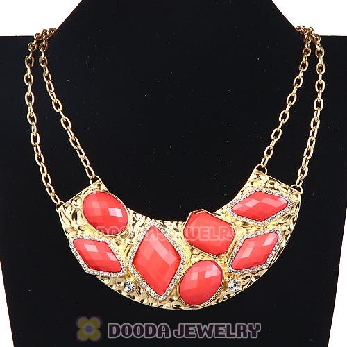 Golden Resin Geometry Crescent Choker Collar Necklace Wholesale
