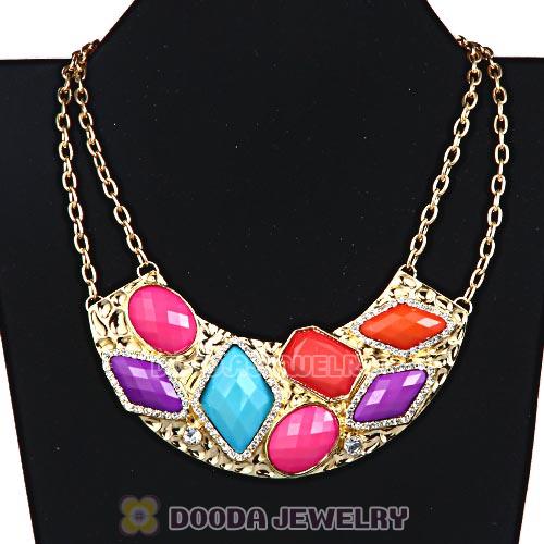 Golden Resin Geometry Crescent Choker Collar Necklace Wholesale