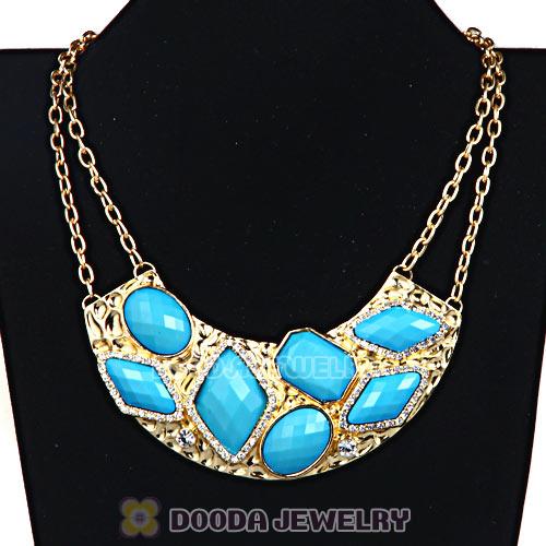 Golden Resin Geometry Crescent Choker Collar Necklace Wholesale