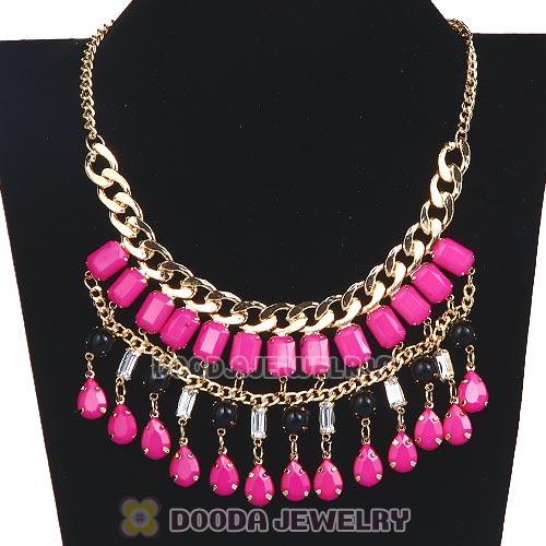 Chunky Roseo Resin Pendant Choker Bib Necklace Wholesale