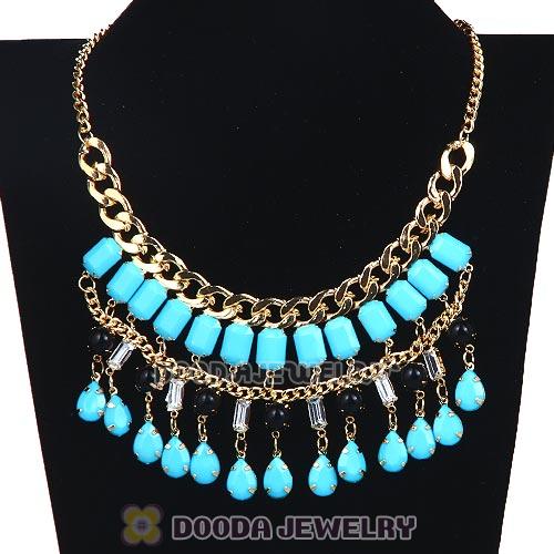 Chunky Turquoise Resin Pendant Choker Bib Necklace Wholesale