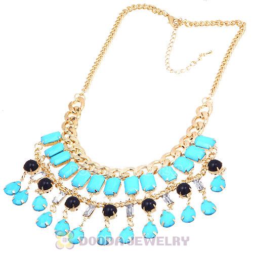 Chunky Turquoise Resin Pendant Choker Bib Necklace Wholesale