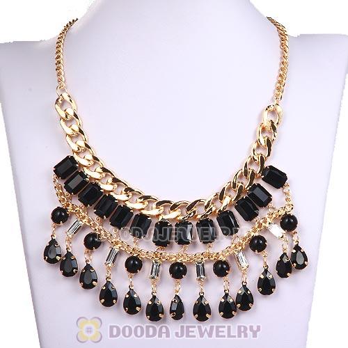 Chunky Black Resin Pendant Choker Bib Necklace Wholesale