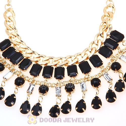 Chunky Black Resin Pendant Choker Bib Necklace Wholesale