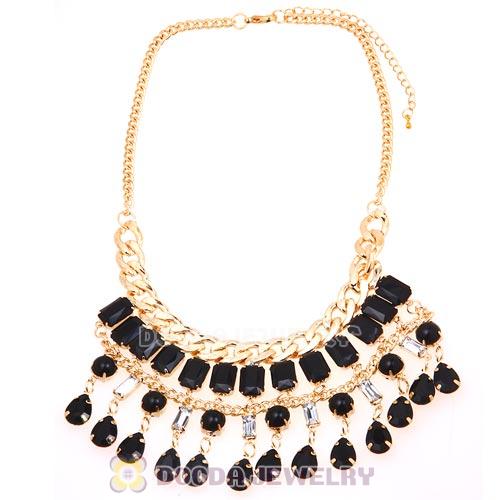 Chunky Black Resin Pendant Choker Bib Necklace Wholesale