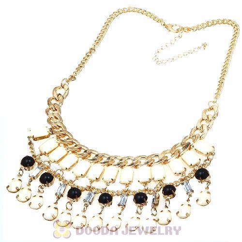 Chunky Cream Resin Pendant Choker Bib Necklace Wholesale