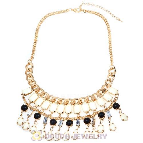 Chunky Cream Resin Pendant Choker Bib Necklace Wholesale
