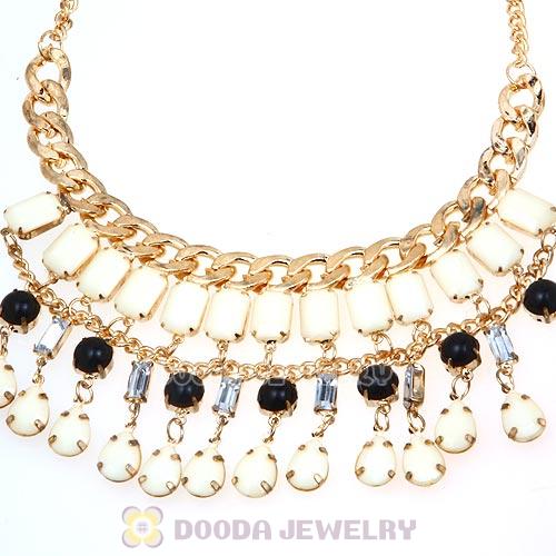 Chunky Cream Resin Pendant Choker Bib Necklace Wholesale
