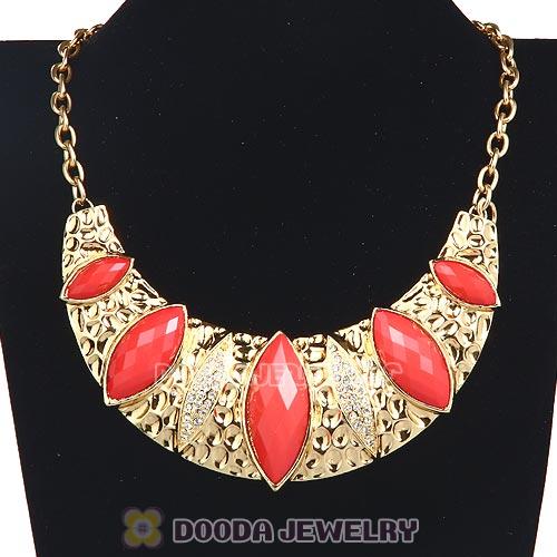 Golden Resin Geometry Crescent Choker Collar Necklace Wholesale