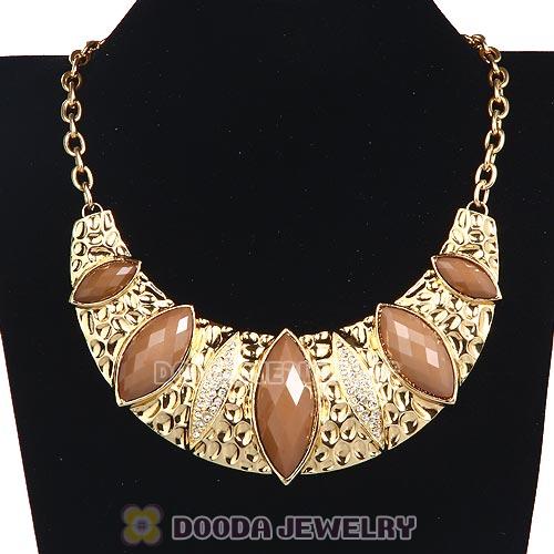 Golden Resin Geometry Crescent Choker Collar Necklace Wholesale